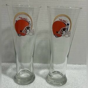 Miller Lite NFL Cleveland Browns 8.5” Tall Pilsner Beer Glasses